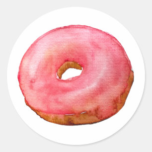 Rond Aquarelle Pink Donut Sticker Illustration alimenta