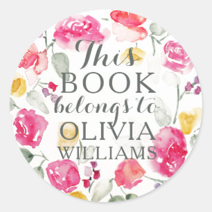 Rond Aquarelle romantique Ce livre appartient à Sticker