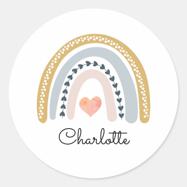 Rond Aquarelle Sticker pour enfant arc-en-ciel (Devant)