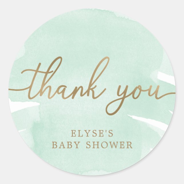Rond Aquarelle verte Baby shower or Favoriser Sticker (Devant)