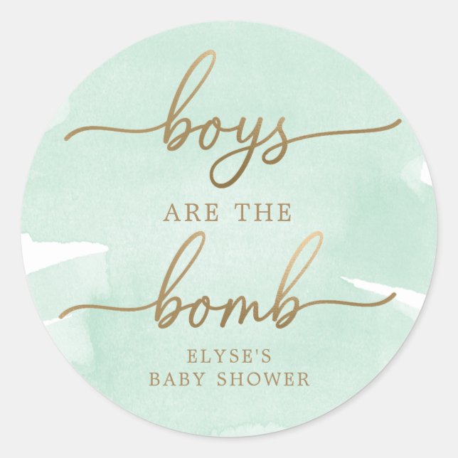Rond Aquarelle verte Bain Or Bombe Favoriser Sticker (Devant)