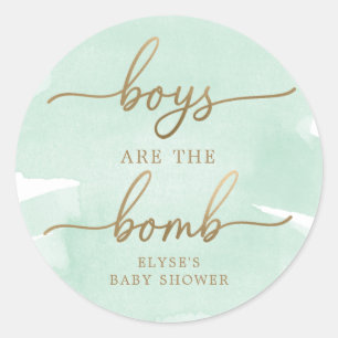 Rond Aquarelle verte Bain Or Bombe Favoriser Sticker
