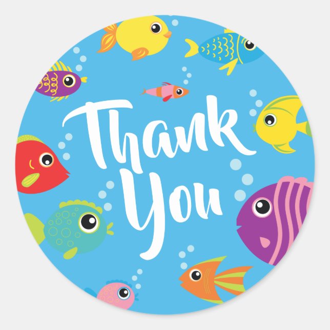 Rond Aquarium de poisson 1er Anniversaire Merci Sticker (Devant)