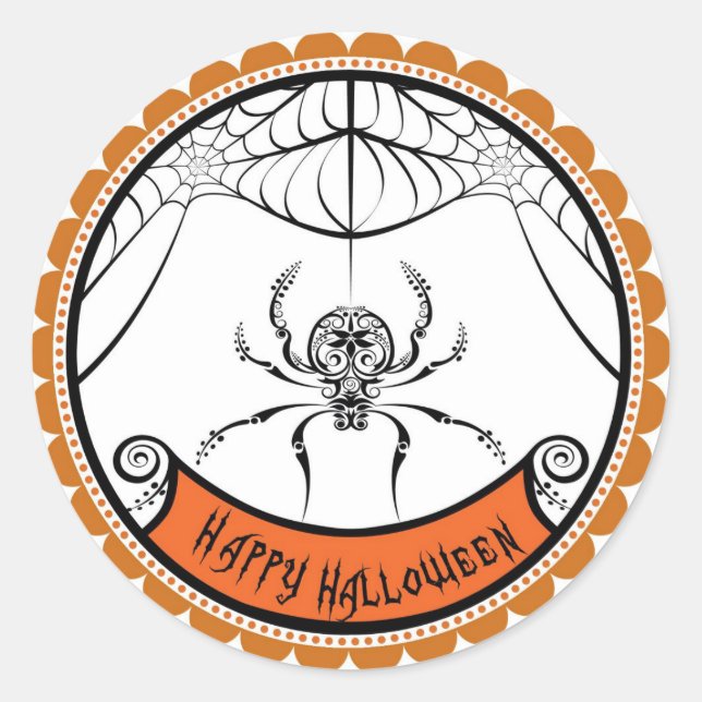 Rond Araignée de dentelle d'Halloween favoriser sticker (Devant)