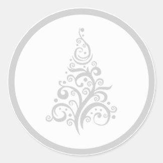Rond Arbre de Noël avec sticker tourbillons gris argent