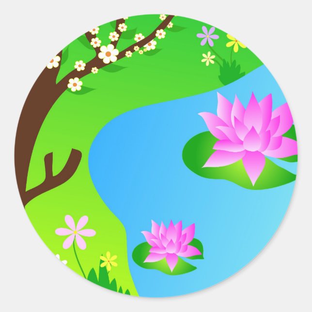 Rond Arbre et étang - Sticker (Devant)