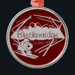 Rond Argenté Breckenridge Colorado ornement d'élévation de ski<br><div class="desc">Autres ornements du Colorado de Breckenridge que vous apprécierez :</div>