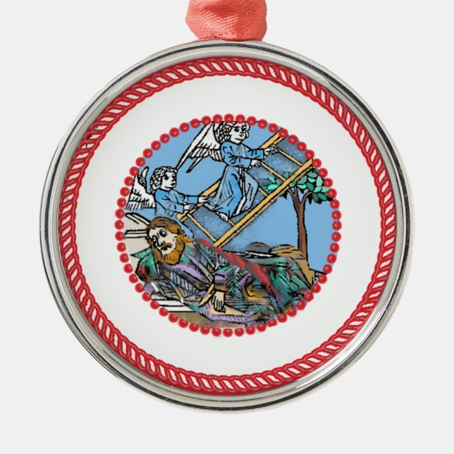 Rond Argenté Jesse Tree Ornement de l'échelle de Jacob #1 (Devant)