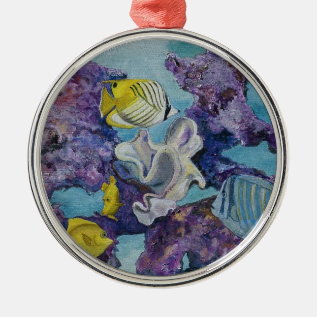 Rond Argenté Ornement d'aquarium (Devant)