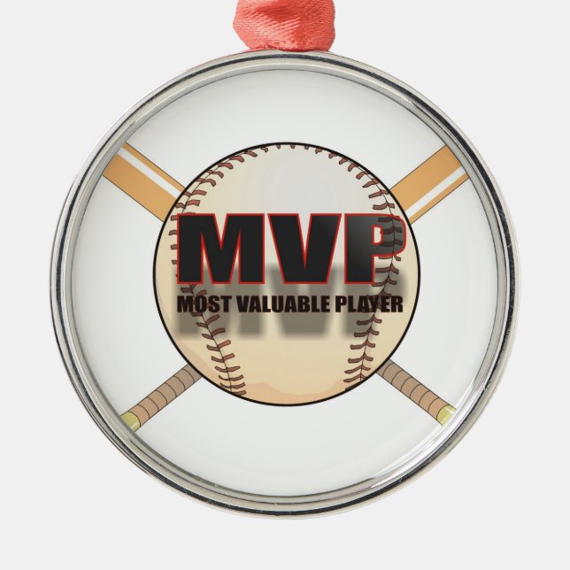 ROND ARGENTÉ ORNEMENT DE BASE-BALL DE MVP (Devant)