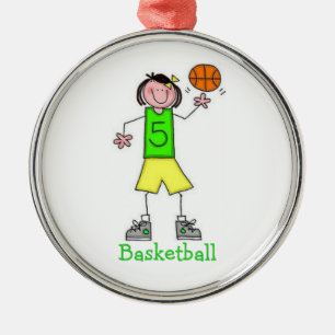 Rond Argenté Ornement de basket-ball de filles
