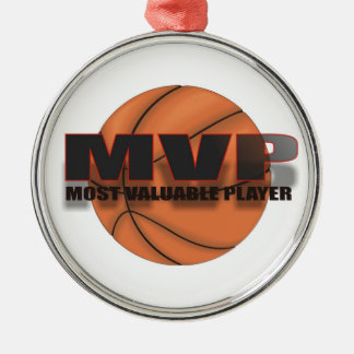 ROND ARGENTÉ ORNEMENT DE BASKET-BALL DE MVP