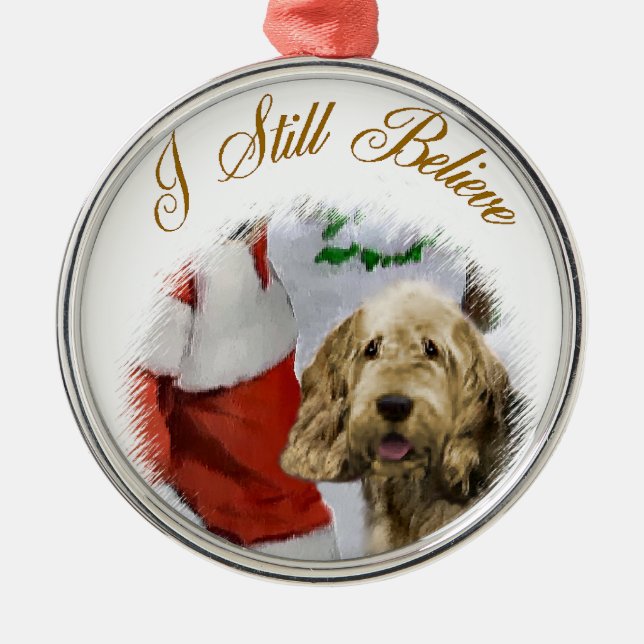 Rond Argenté Ornement de cadeaux de Noël Otterhound (Devant)