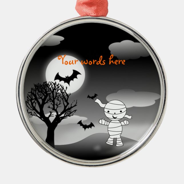 Rond Argenté Ornement de Halloween de maman (Devant)