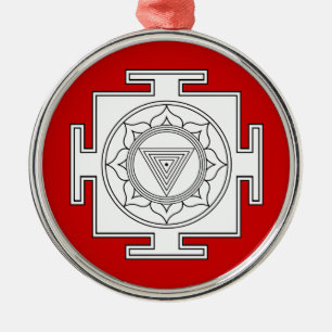 Rond Argenté Ornement de Kali Yantra