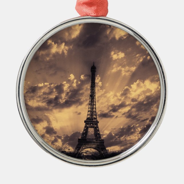Rond Argenté Ornement de Tour Eiffel (Devant)