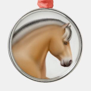 Rond Argenté Ornement norvégien fier de cheval de fjord