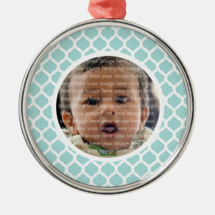Rond Argenté Ornement photo Motif bleu marocain