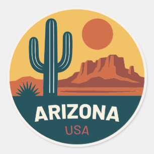 Rond Arizona USA – Vintage Travel Sticker