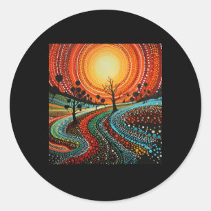 Rond Art authentique autochtone - Sticker Sunlight