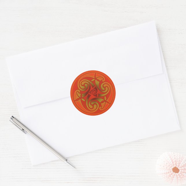 Rond Art celtique Spiral Design Classic Round Sticker (Enveloppe)