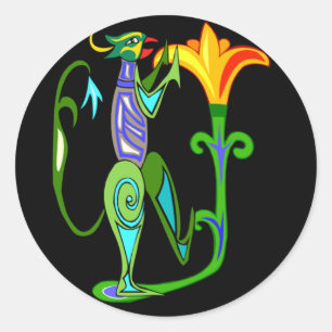 Rond Art Déco Égyptien Avec Sticker À Fleur Lotus