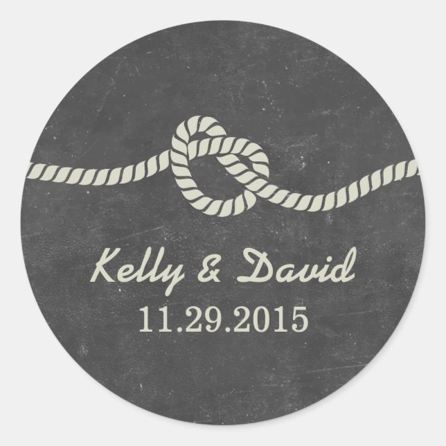 Rond Attacher le noeud Chalkboard Mariage Favor Sticker (Devant)