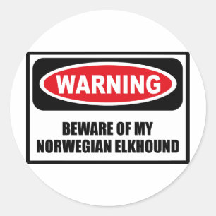 Rond ATTENTION À MON Sticker NORVÉGIEN ELKHOUND