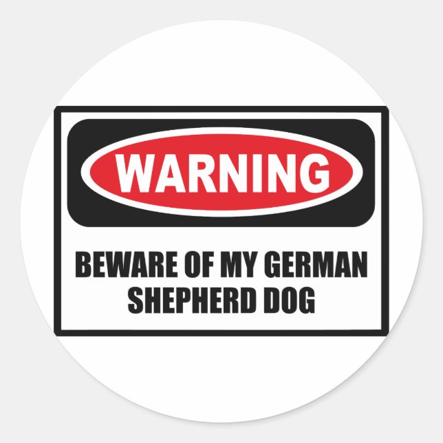 Rond ATTENTION MÉFIEZ DE MON Sticker CHIEN ALLEMAND SHE (Devant)