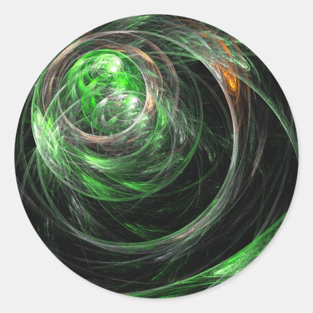 Rond Autour du monde Vert Abstrait Art Sticker ronde (Devant)