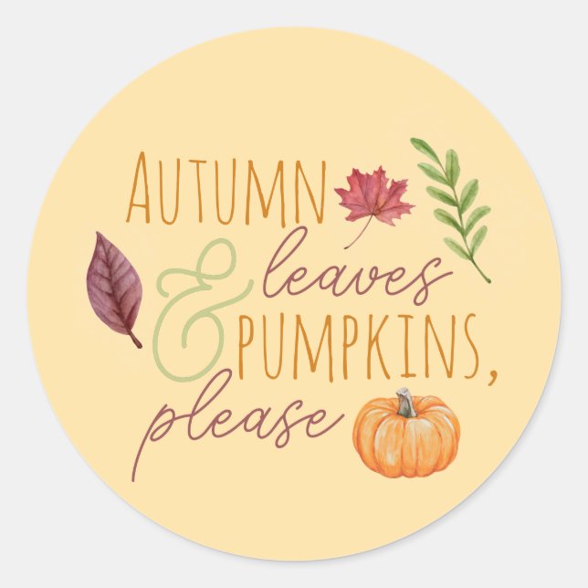 Rond Autum Leave & Citrouilles, Sticker Automne S'Il Vo (Devant)