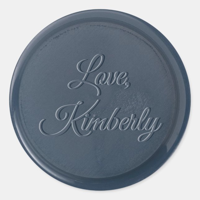 Rond Avec l'amour Navy Blue Wax Seal Sticker (Devant)