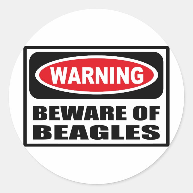 Rond Avertissement ATTENTION À Sticker BEAGLE (Devant)