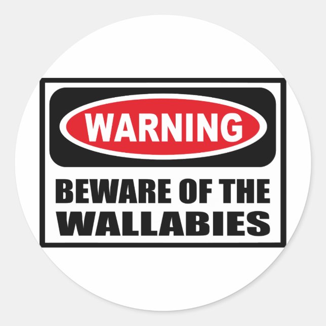 Rond Avertissement ATTENTION DU Sticker WALLABIES (Devant)