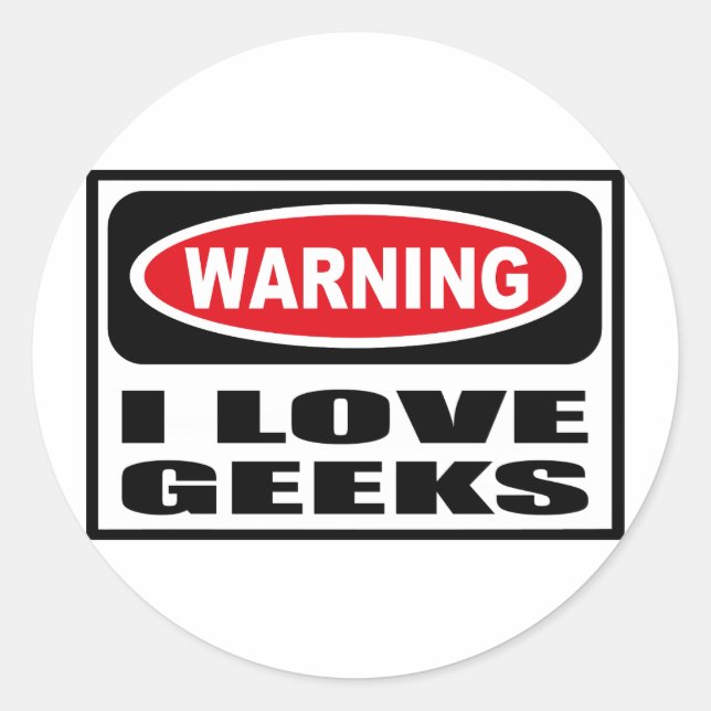 Rond Avertissement J'AIME Sticker GEEK (Devant)
