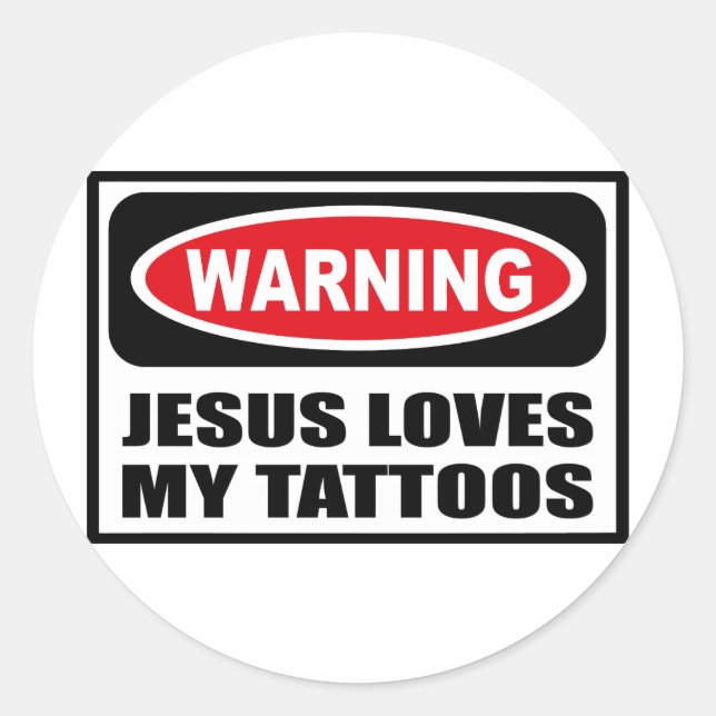 Rond Avertissement JESUS AIME MON Sticker TATTOOS (Devant)