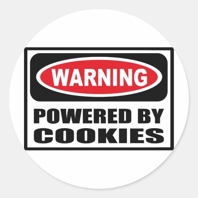 Rond Avertissement POWERED BY COOKIES Sticker (Devant)