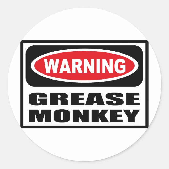 Rond Avertissement Sticker GREASE MONKEY (Devant)