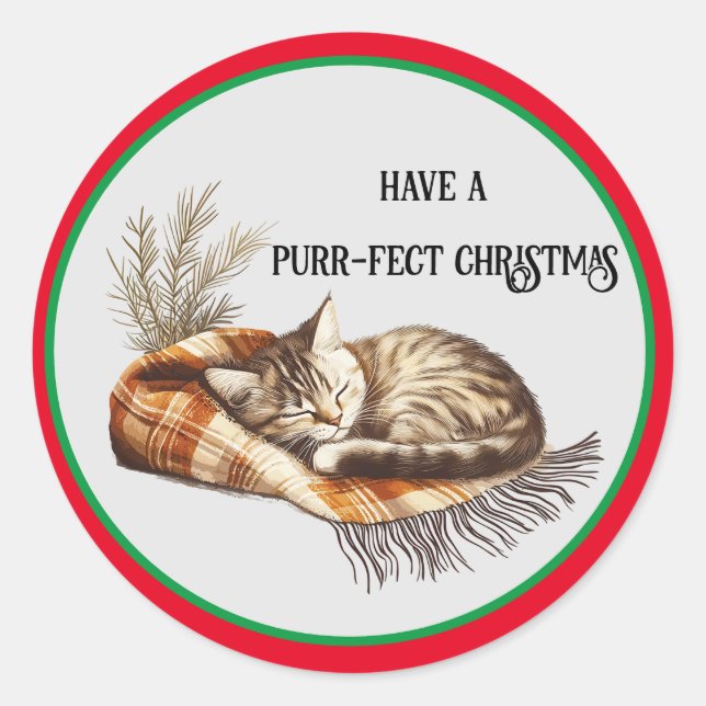 Rond Ayez un Sticker de Noël pour chat Purr-fect (Devant)