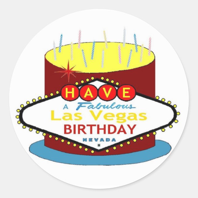 Rond Ayez Un Sticker Fabuleux Las Vegas Birthday Cake (Devant)