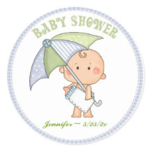 Baby Boy, Parapluie, Sticker Baby shower