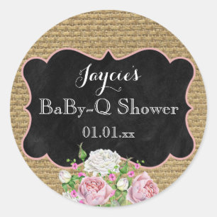 Rond BaBy-Q Douche Burlap Mason Jar Circle Sticker