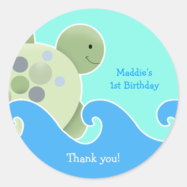 Rond Baby shower de récif de tortue / Sticker favori po (Devant)
