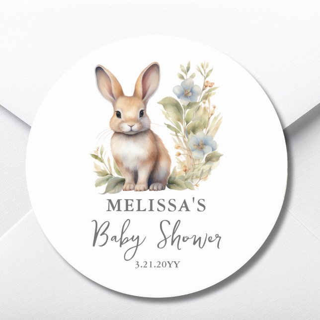 Rond Baby shower lapin mignon Favoriser Sticker (Créateur téléchargé)