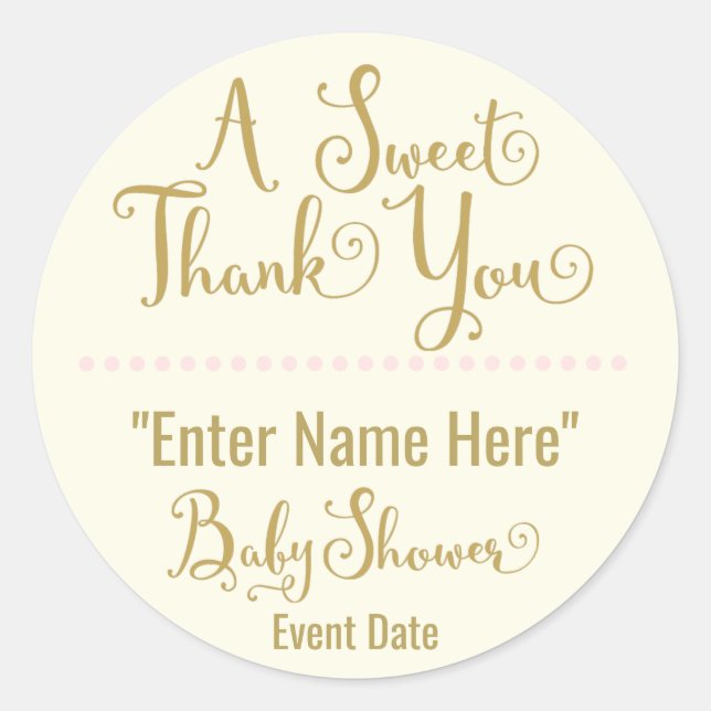 Rond BABY SHOWER STICKER | gentil merci (Devant)