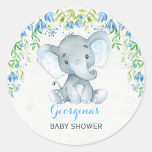 Rond Baby shower Sticker Merci Elephant garçon Faveurs