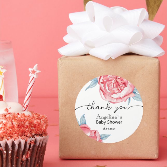 Rond Baby shower Sticker Peonies (Fête)