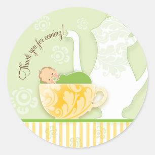 Rond Baby shower Tea Party Favoriser Sticker   Neutre
