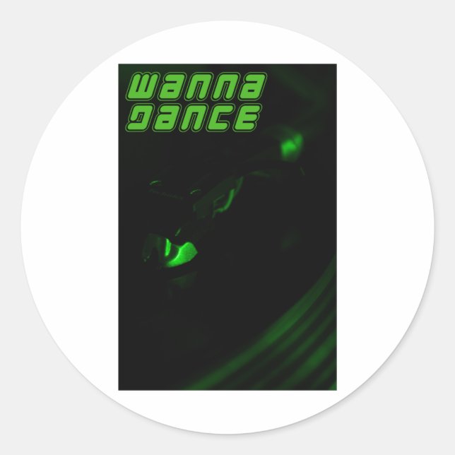 Rond Bac vert Wanna Dance Texte Sticker vertical (Devant)