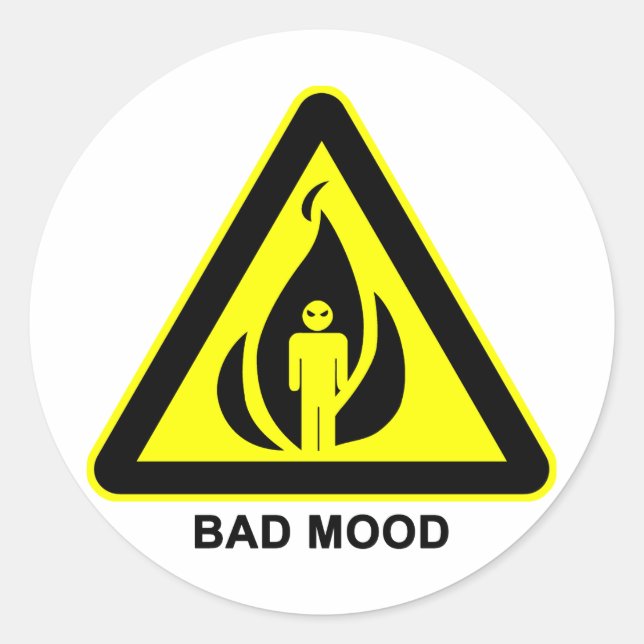 Rond Bad Mood Warning Sign Sticker (Devant)